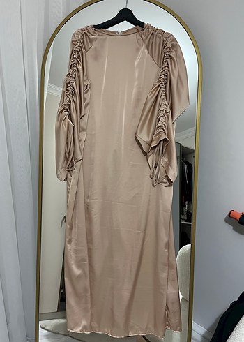 Drapeli Çok Renkli Uzun Kadın Elbise - Görsel 2