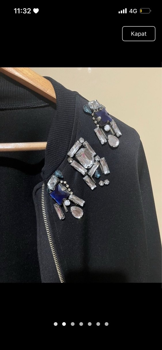 Payet İşlemeli Siyah Midi Ceket - Görsel 2