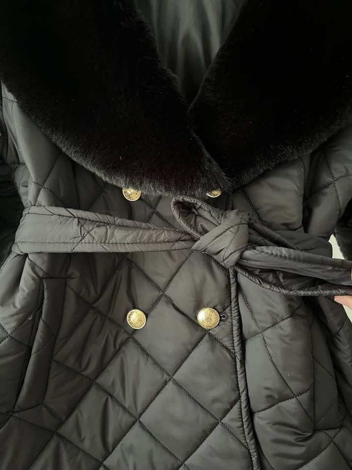 Füme Kürklü Uzun Kadın Kaban - Görsel 4