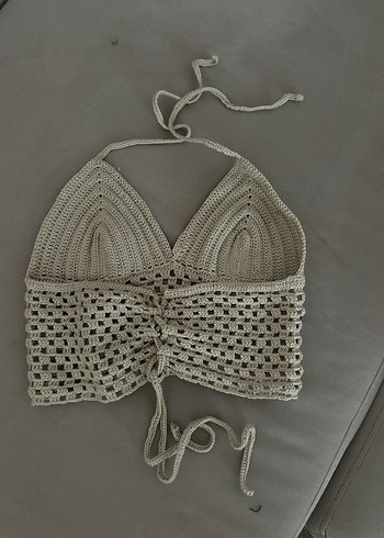 Kadın Bej Örgü Bohem Büstiyer - Görsel 2