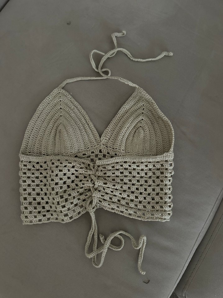 Kadın Bej Örgü Bohem Büstiyer - Görsel 2