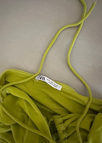 Yeşil Drapeli Mini Straplez Elbise - Görsel 2