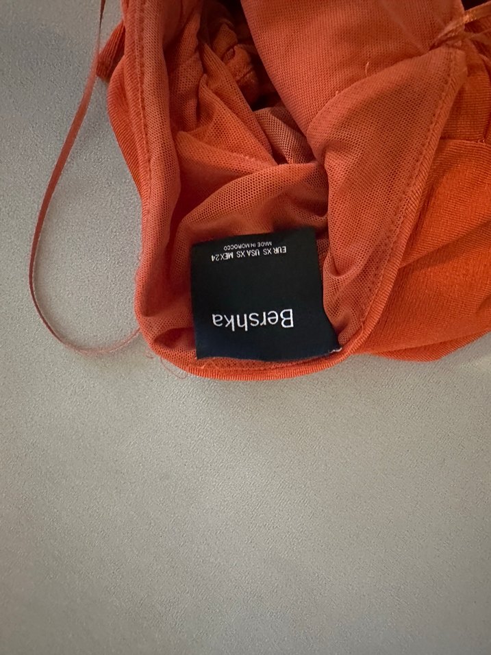 Turuncu Drapeli Kısa Bershka elbise - Görsel 3