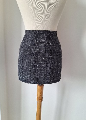 Kemer Detaylı Gri Mini Etek - Görsel 2