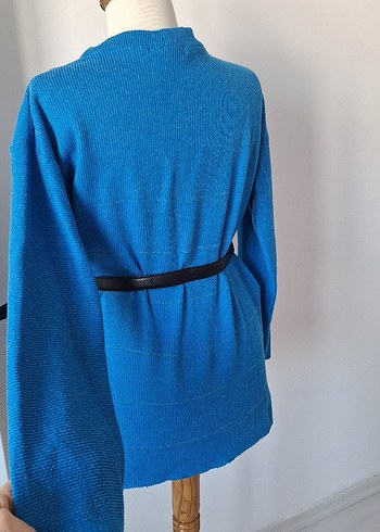 V Yaka Mavi Kadın Triko - Görsel 3