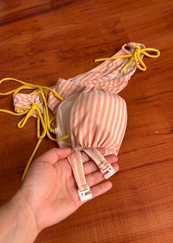 40 Beden pembe Renk Çizgili Pembe İpli Kadın Bikini