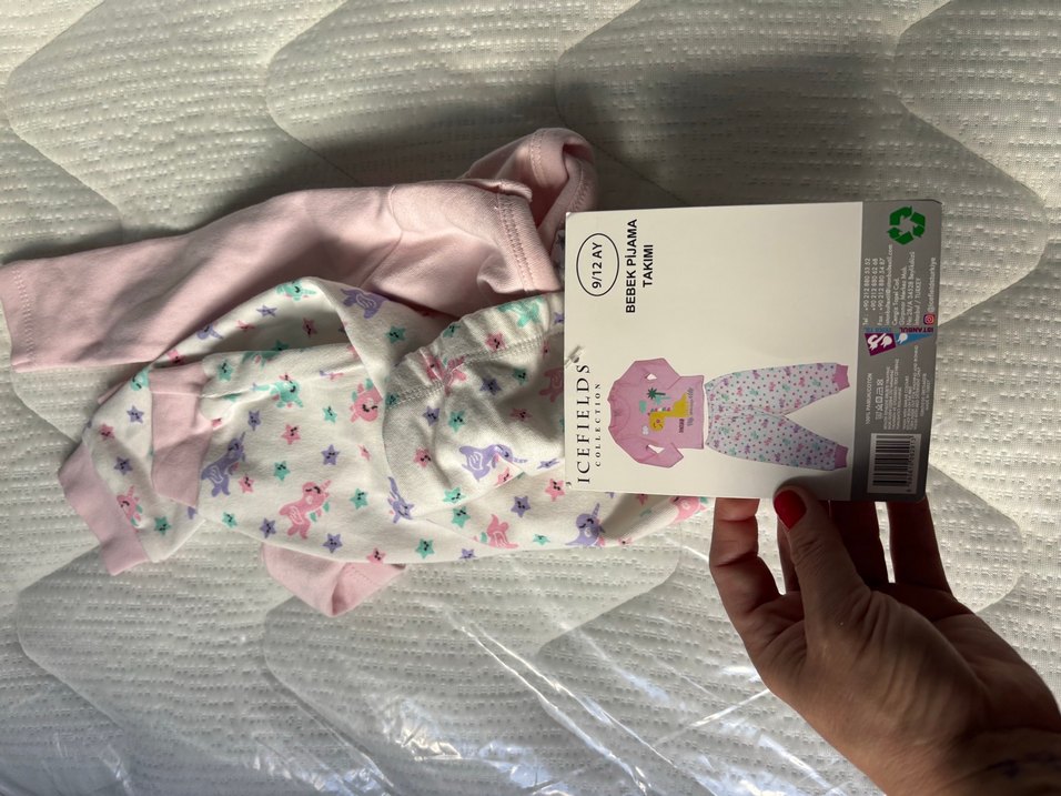 Sıfır pamuklu Bebek Kız pijama Takımı - Görsel 3