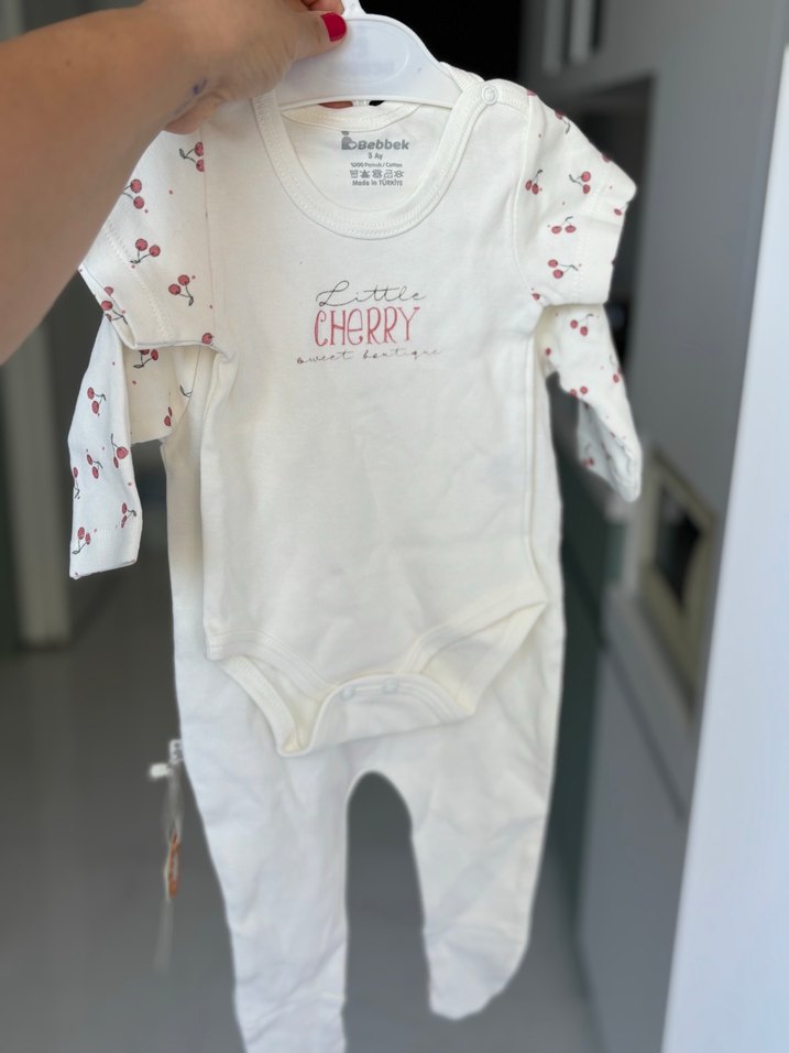 Sıfır Kız bebek tulum bady şapka üçlü set - Görsel 3