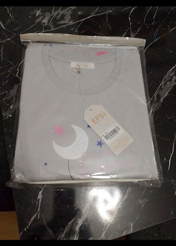 Gri, Baskılı, Uzun Kollu Kadın Pijama Takımı - Görsel 2