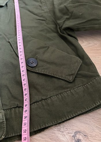 Düğmeli Keten Kadın Haki Ceket - Görsel 7