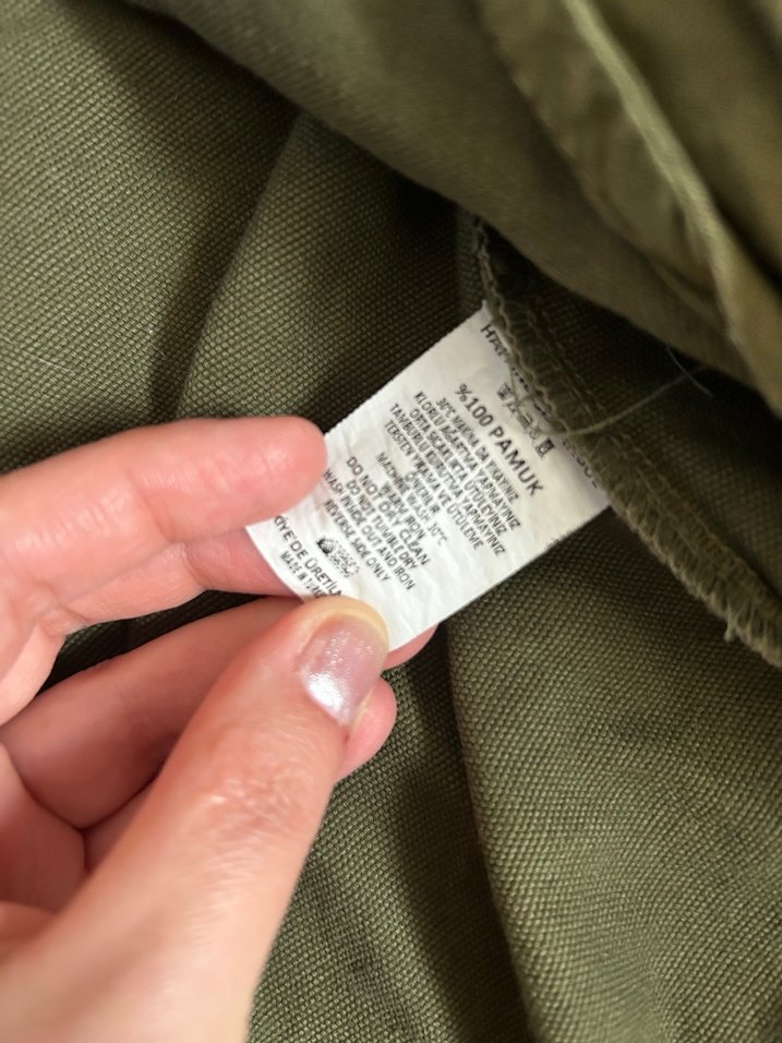 Düğmeli Keten Kadın Haki Ceket - Görsel 5