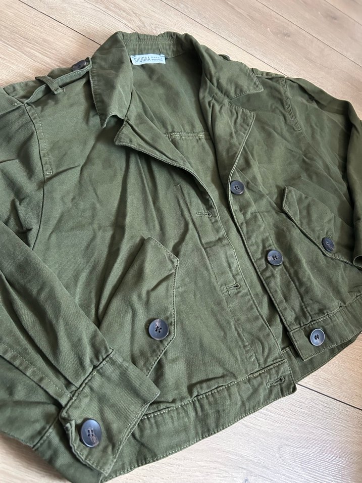 Düğmeli Keten Kadın Haki Ceket - Görsel 2