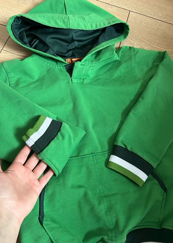 Parlak Yeşil Kapüşonlu Erkek Sweatshirt - Görsel 2