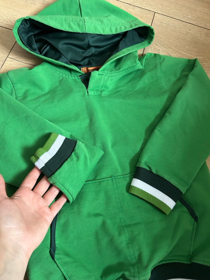 Parlak Yeşil Kapüşonlu Erkek Sweatshirt - Görsel 2