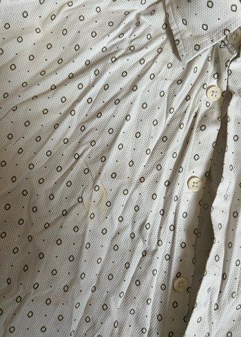 Düğmeli Beyaz Keten Erkek Gömlek - Görsel 3