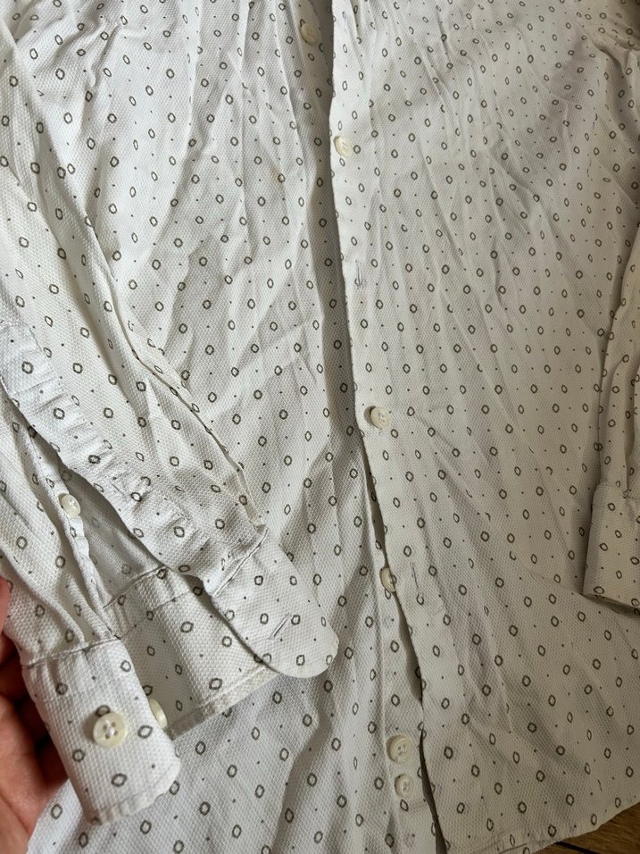 Düğmeli Beyaz Keten Erkek Gömlek - Görsel 4