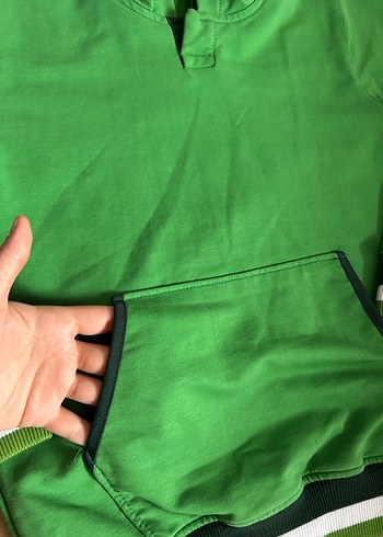 Erkek Çocuk Kapüşonlu Yeşil Sweatshirt - Görsel 2