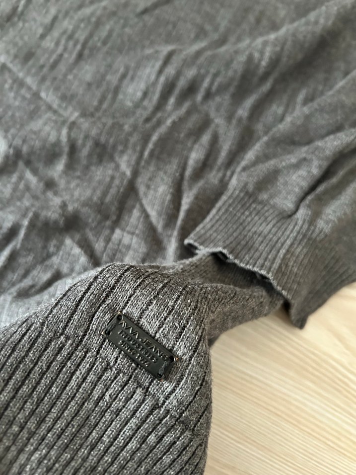 Gri Erkek Keten Triko Kazak - Görsel 3