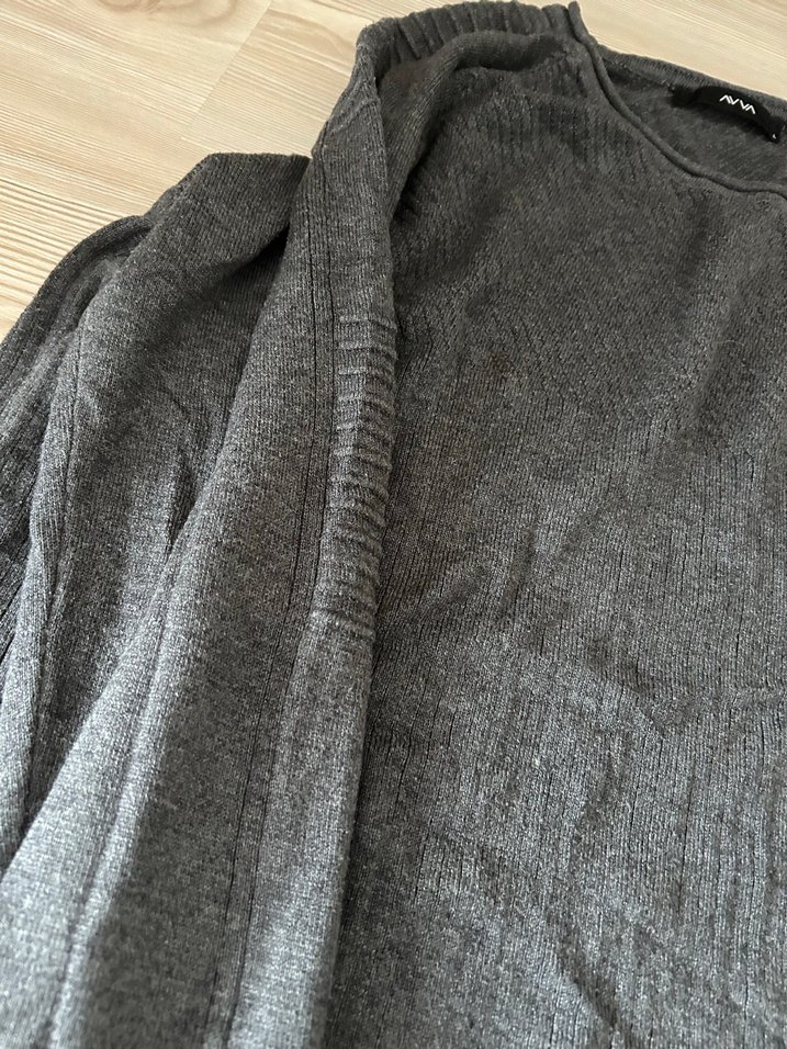 Gri Erkek Keten Triko Kazak - Görsel 4