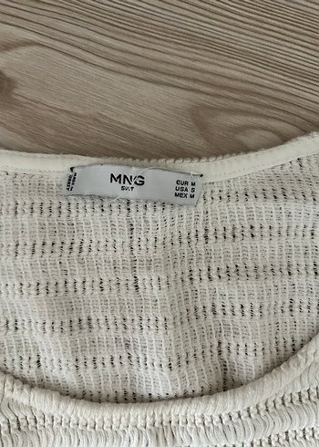 Kadın Beyaz Örgü Keten Kolsuz Bluz - Görsel 2