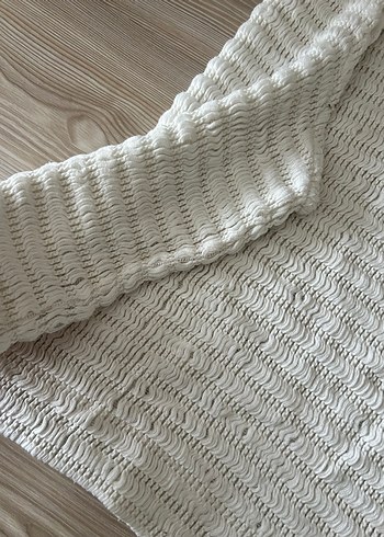 Kadın Beyaz Örgü Keten Kolsuz Bluz - Görsel 4