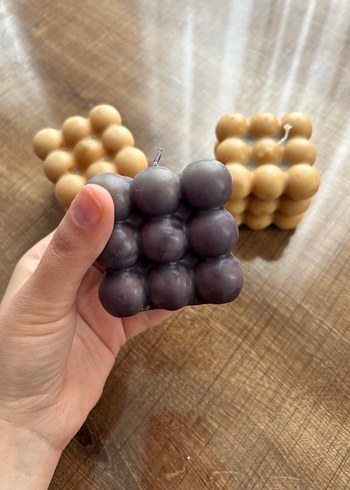 Bej ve Gri Küp Kabarcık Mumlar - Görsel 3