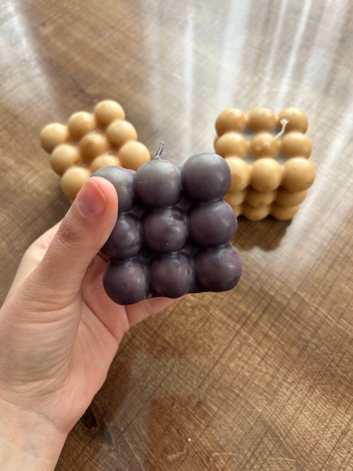 Bej ve Gri Küp Kabarcık Mumlar - Görsel 3