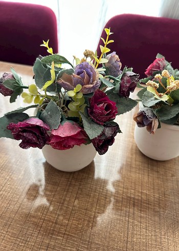 Pastel Mor Yapay Çiçekli Saksı Seti - Görsel 2