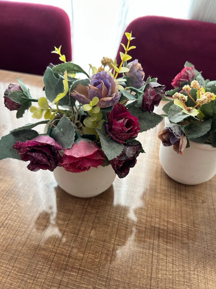 Pastel Mor Yapay Çiçekli Saksı Seti - Görsel 2