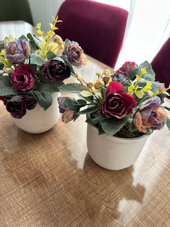 Pastel Mor Yapay Çiçekli Saksı Seti - Görsel 3