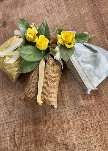 Sarı Çiçekli Hediyelik Kese Seti - Görsel 3