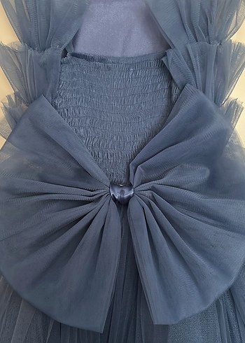 Navy Straplez Fırfırlı Kız Çocuk Elbise - Görsel 5