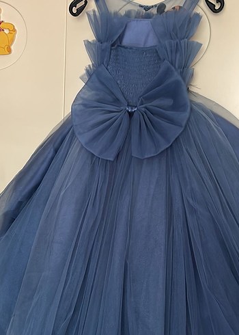 Navy Straplez Fırfırlı Kız Çocuk Elbise - Görsel 4