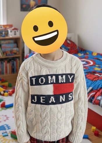 Tommy Jeans  Çocuk Beyaz Örgü Kazak - Görsel 4