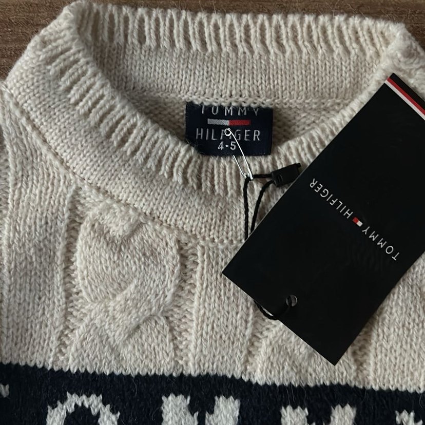 Tommy Jeans  Çocuk Beyaz Örgü Kazak - Görsel 2