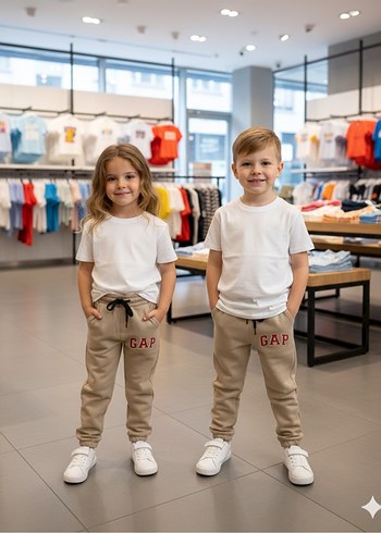 GAP Nakışlı Bej Çocuk Eşofman Altı - Görsel 2