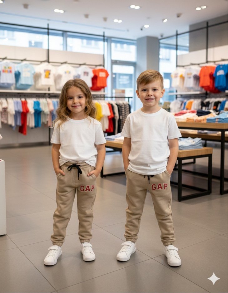 GAP Nakışlı Bej Çocuk Eşofman Altı - Görsel 2