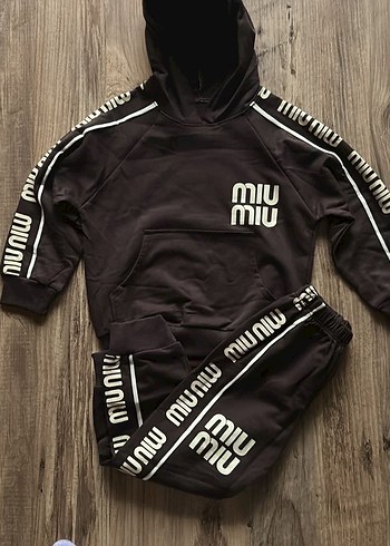 Miu Miu Kapüşonlu Kahverengi Eşofman Takımı - Görsel 2