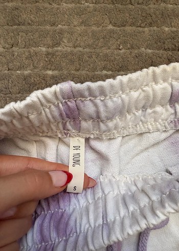 Defacto Bağcıklı Mor Tie-Dye Spor Şort