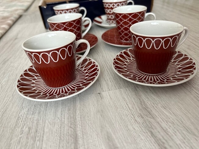  Beden bordo Renk 6 lı kahve fincanı sıfır