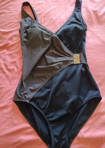 Tokalı Siyah Strappy Kadın Mayo