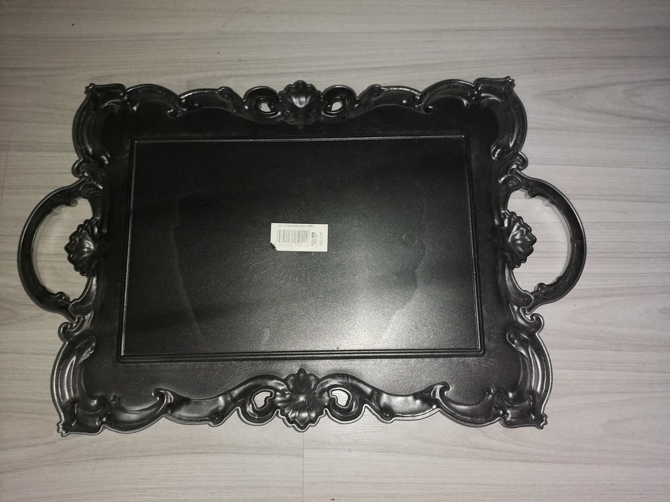 Gri Parlak Desenli Metal Tepsi - Görsel 2