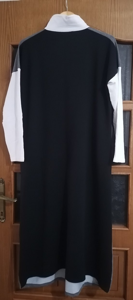 Gri Uzun Kollu V Yakalı Günlük Elbise - Görsel 2