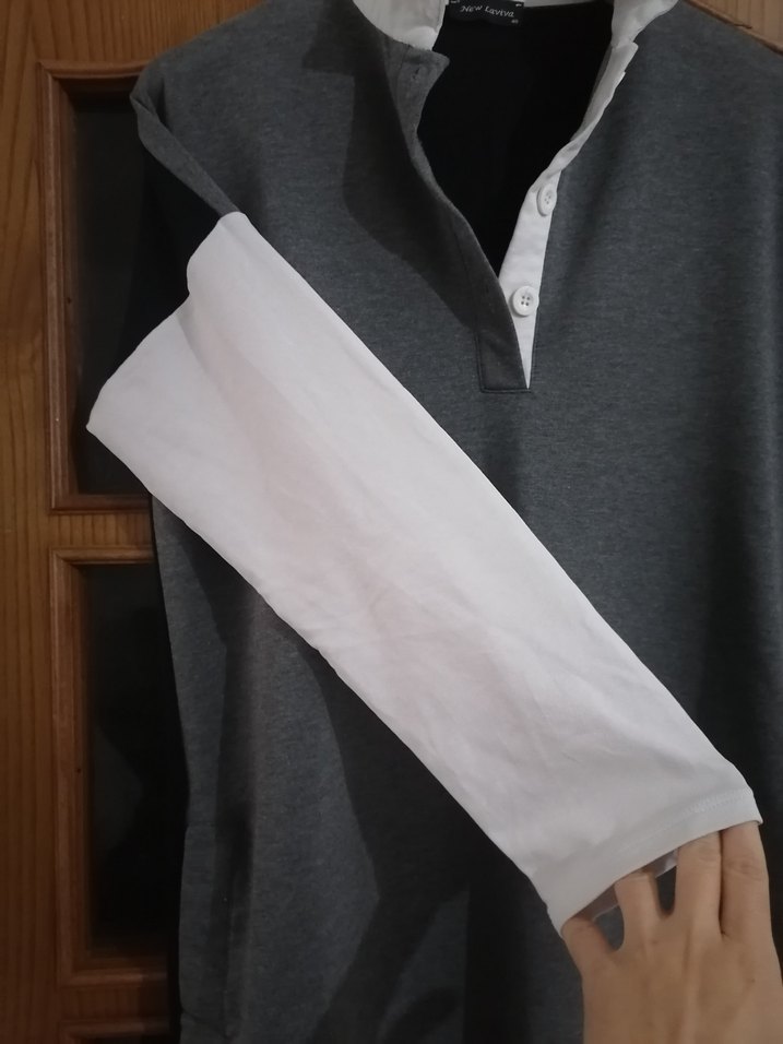 Gri Uzun Kollu V Yakalı Günlük Elbise - Görsel 5