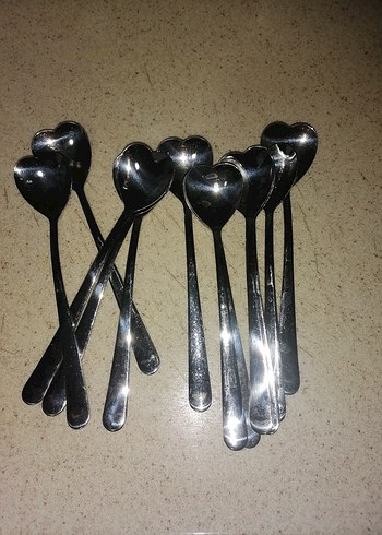 Kalp Uçlu Gümüş Renkli Çay Kaşıkları - Görsel 6