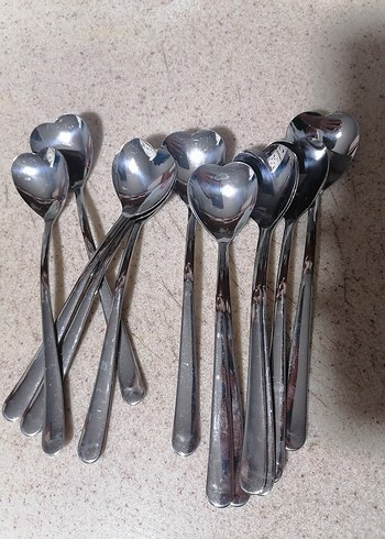 Kalp Uçlu Gümüş Renkli Çay Kaşıkları - Görsel 2