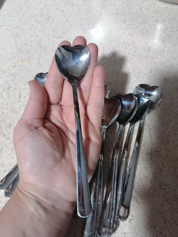 Kalp Uçlu Gümüş Renkli Çay Kaşıkları - Görsel 3