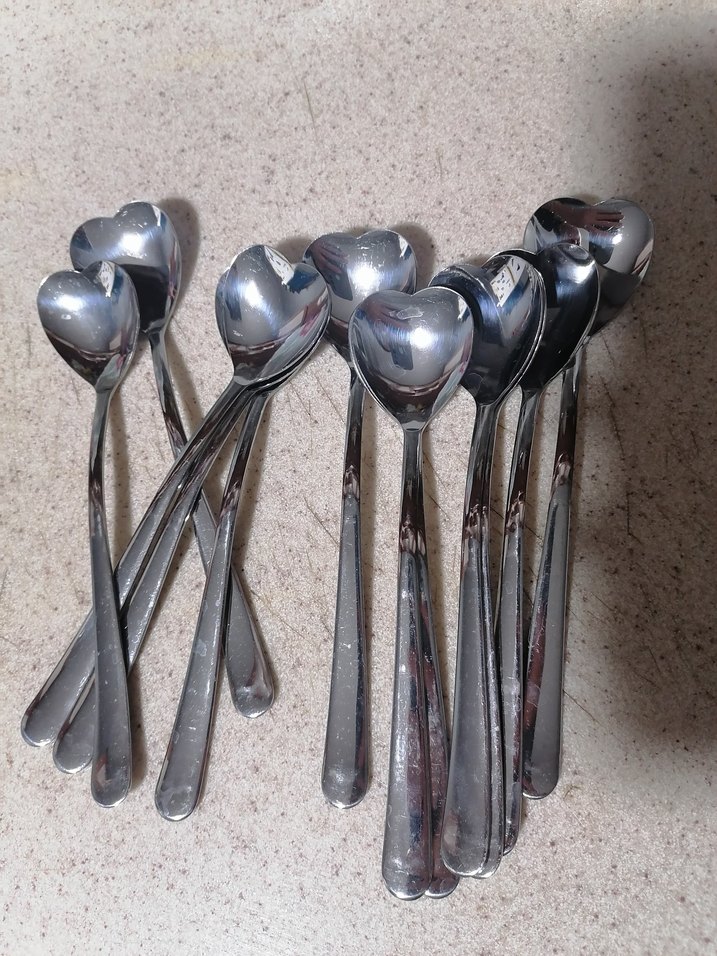 Kalp Uçlu Gümüş Renkli Çay Kaşıkları - Görsel 2