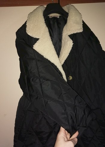 Düğmeli Siyah Kadın Kışlık Mont - Görsel 4