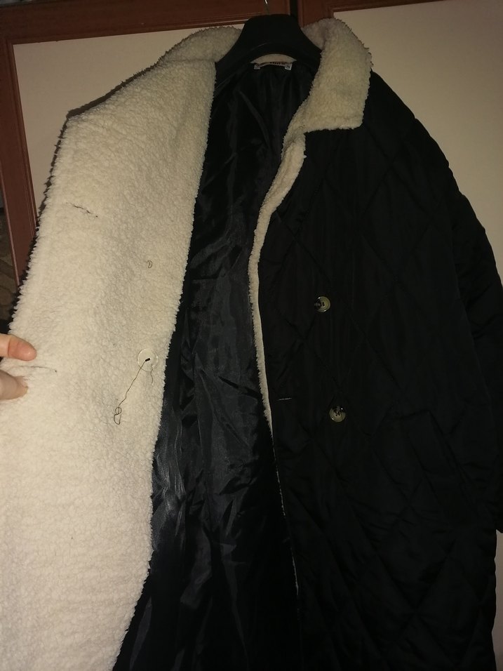 Düğmeli Siyah Kadın Kışlık Mont - Görsel 2